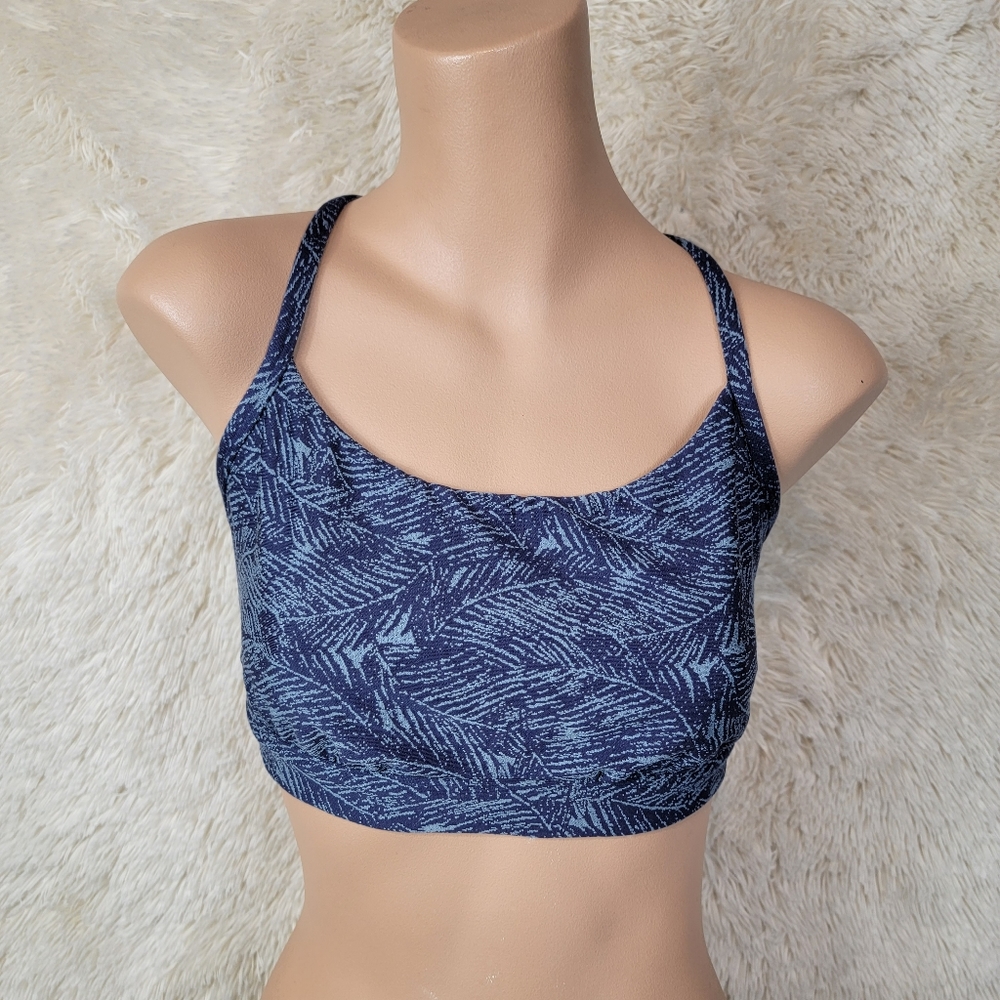 All In Motion Womens Size Large Razorback Sports Bra Navy & Gray Breathable G